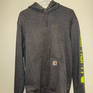 Carhartt Charcoal Hoodie with Bright Yellow Logo